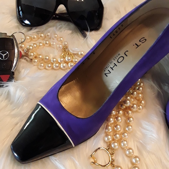 St. John Shoes - St John Purple Suede Pumps with Black Toe